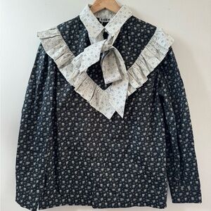 Batsheva Women’s Floral Ruffle Blouse with Bow NWT Size 8/Medium